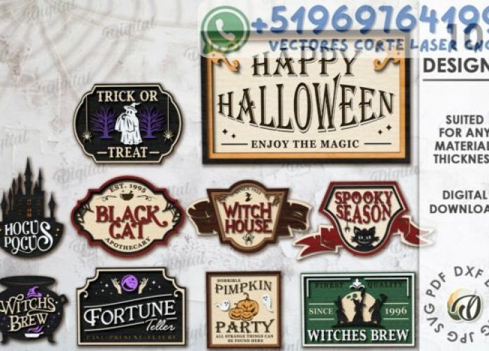 Paquete de carteles retro de bienvenida para Halloween