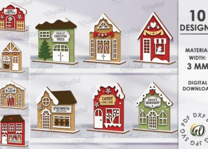 Paquete de casas navideñas