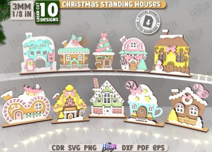 Paquete de casas navideñas