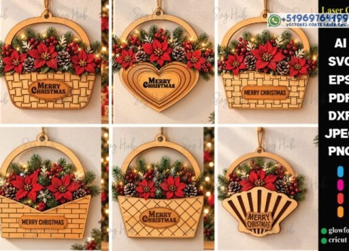 Paquete de cesta de Navidad de madera