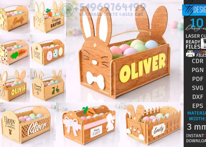 Paquete de cestas de Pascua cortadas con láser Cajas