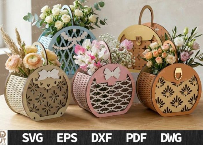 Paquete de cestas de flores redondas