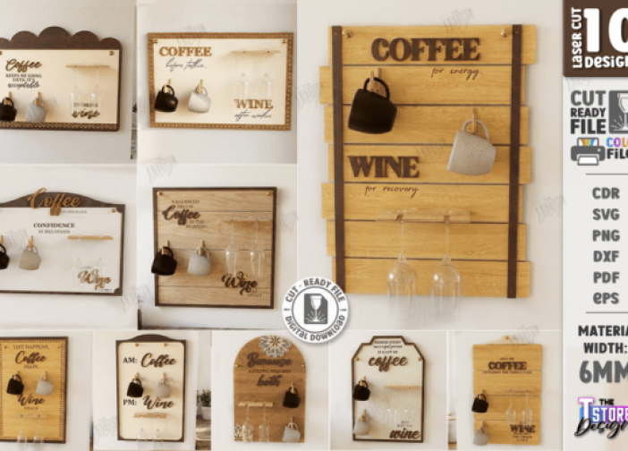 Paquete de colgador de portavasos y tazas