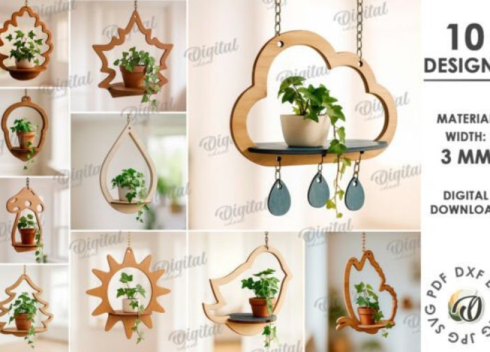 Paquete de colgadores de plantas con estante