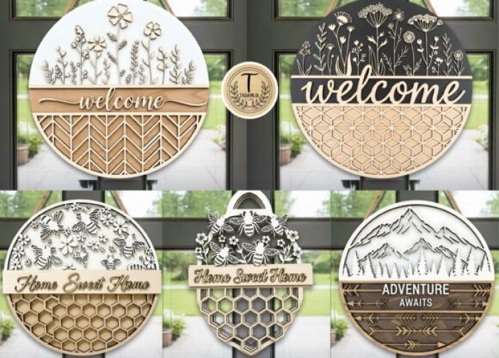 Paquete de colgadores de puerta SVG de bienvenida