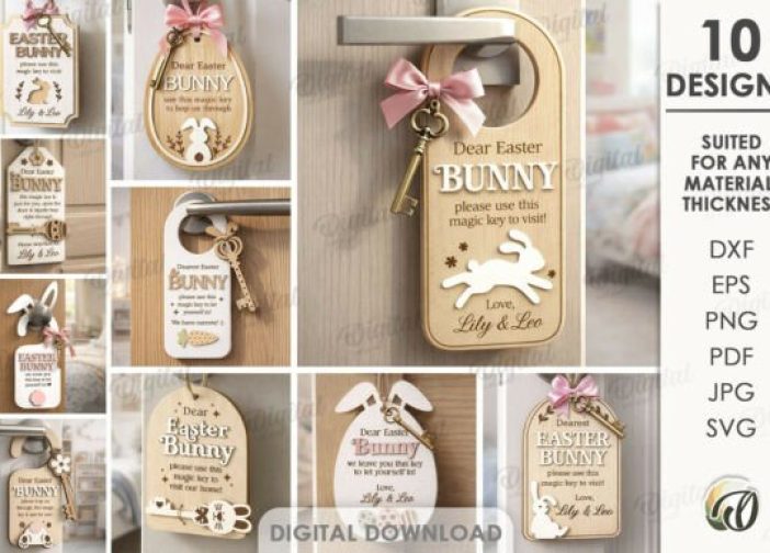 Paquete de colgadores de puerta con forma de llave mágica de Pascua