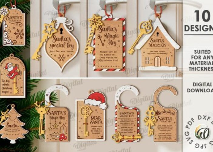 Paquete de colgadores de puerta con la llave mágica de Santa
