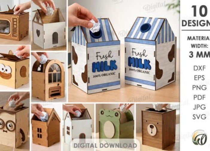 Paquete de contenedores de basura de mesa 3D