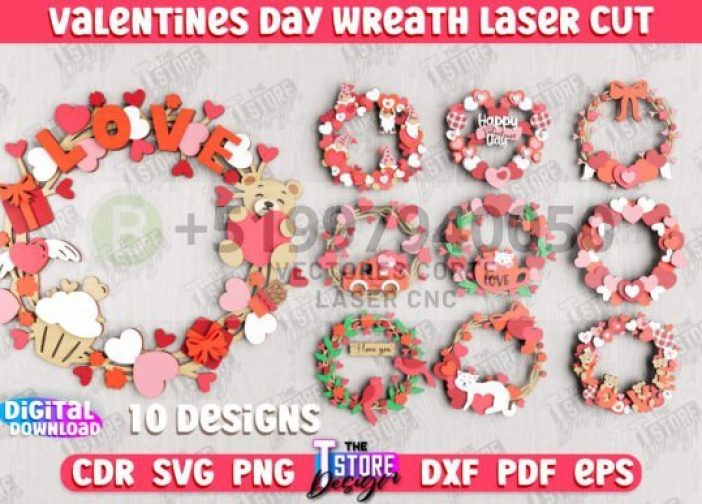 Paquete de coronas para puerta para el día de San Valentín