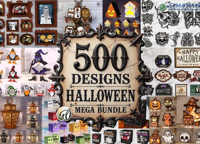 Paquete de corte laser 3D para Halloween 500 diseños Para mas Vectores Whatsapp 51969764199