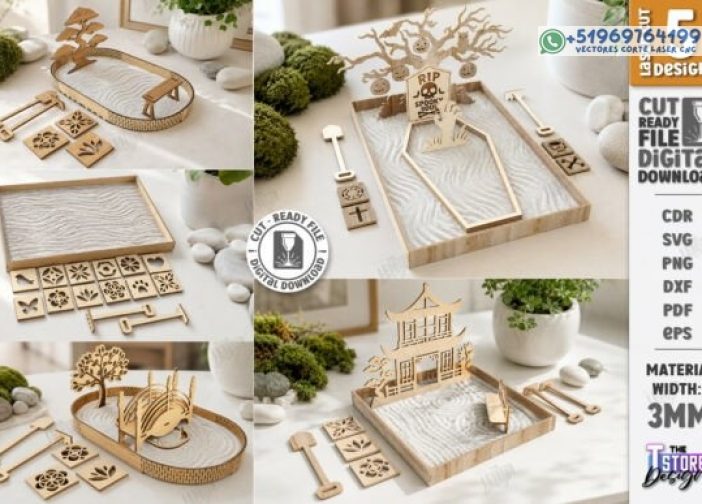 Paquete de corte láser Mini Desktop Zen Garden