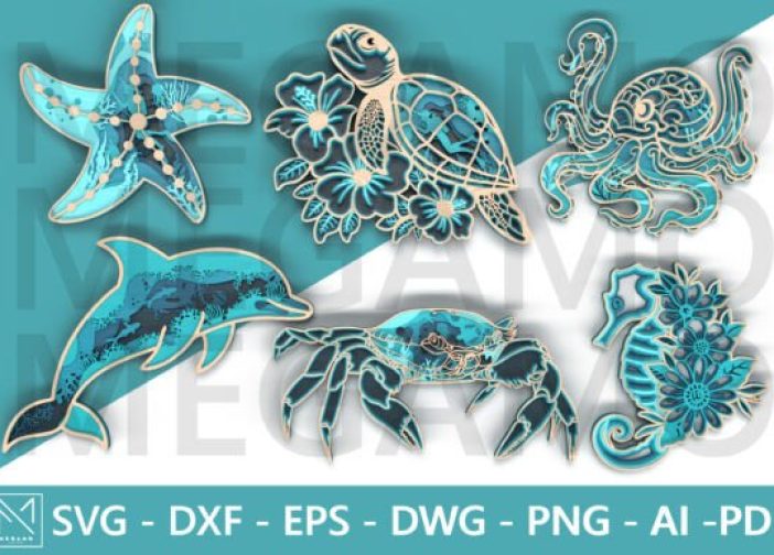 Paquete de corte láser bajo el mar 6 capas