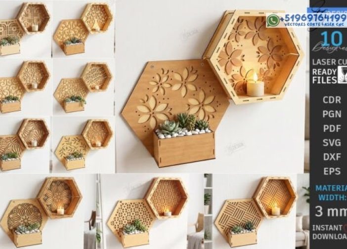 Paquete de corte láser con soporte para plantas en forma de panal