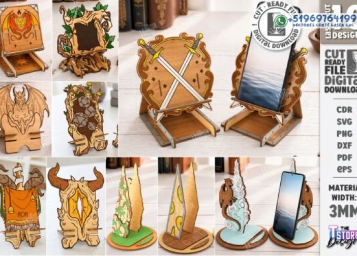 Paquete de corte láser con soporte para teléfono Dragon CNC