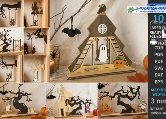 Paquete de corte láser de Halloween Swing CNC