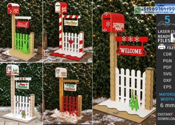 Paquete de corte láser de buzón de Navidad