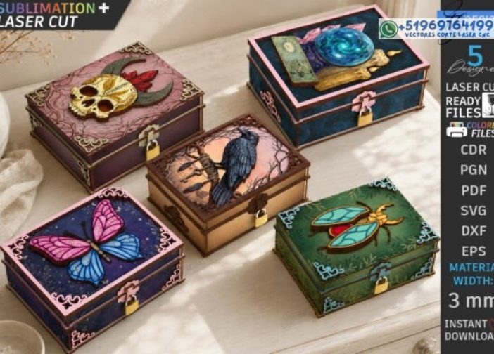 Paquete de corte láser de caja de madera mística