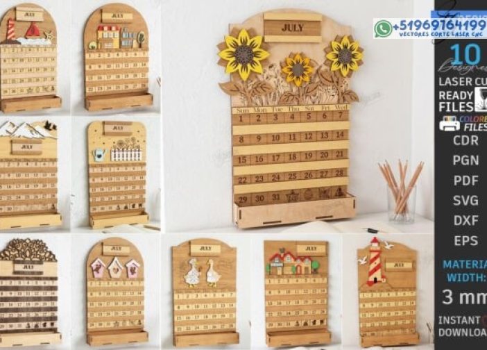 Paquete de corte láser de calendario perpetuo 3D