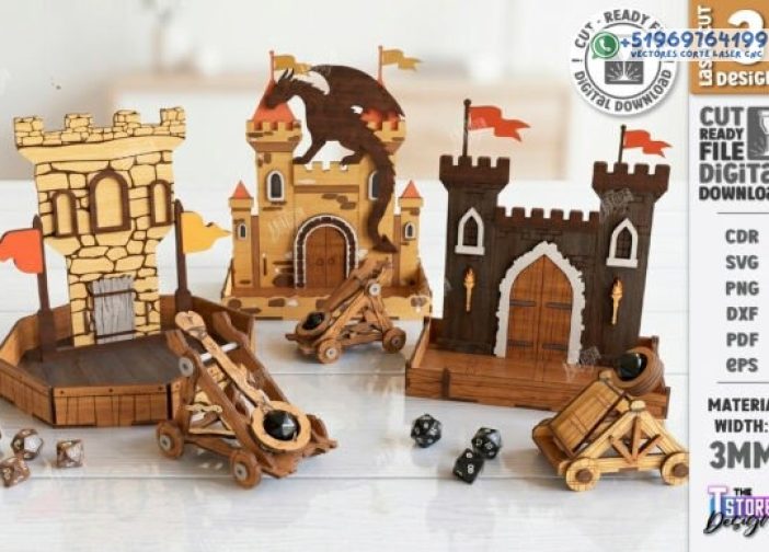 Paquete de corte láser de catapulta de dados RPG SVG
