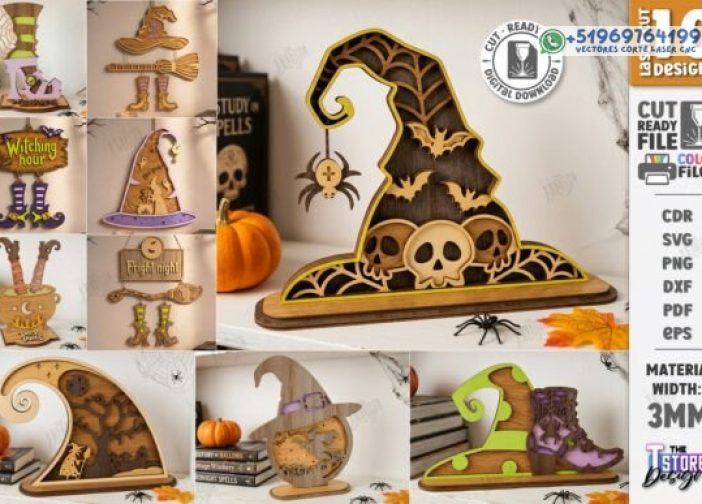 Paquete de corte láser de decoración de brujas Víspera de Todos los Santos