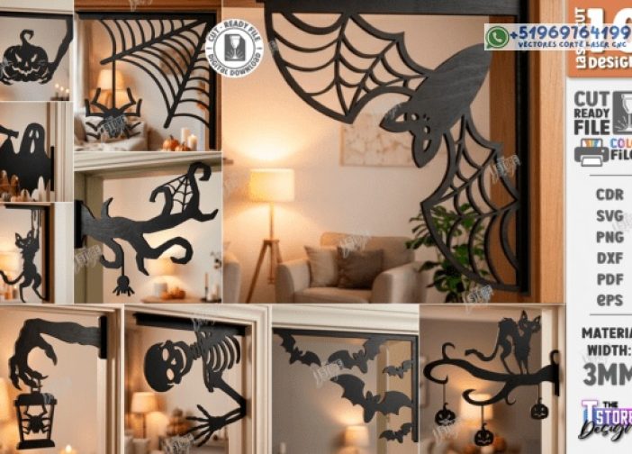Paquete de corte láser de esquina de puerta de Halloween