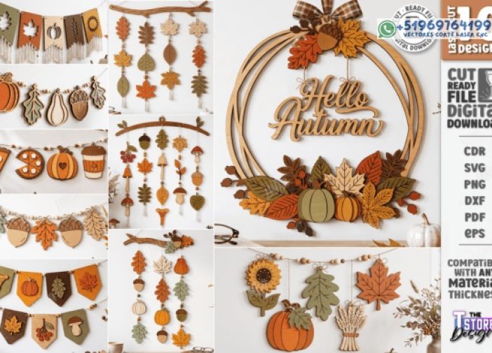 Paquete de corte láser de guirnalda de otoño Otoño