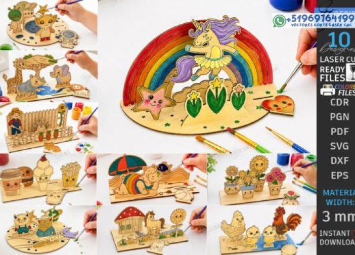 Paquete de corte láser de juguete Montessori para colorear