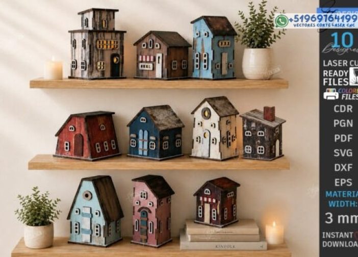 Paquete de corte láser de luz nocturna Mini House