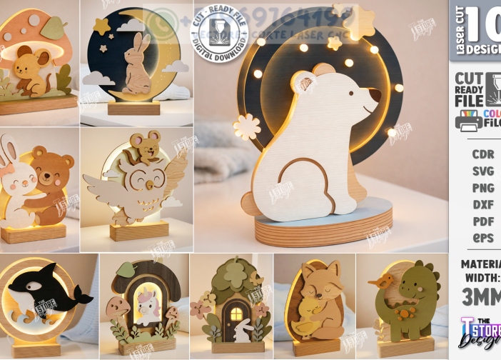 Paquete de corte láser de luz nocturna para niños 3D