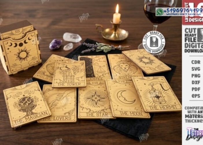 Paquete de corte láser de posavasos de cartas del Tarot CNC