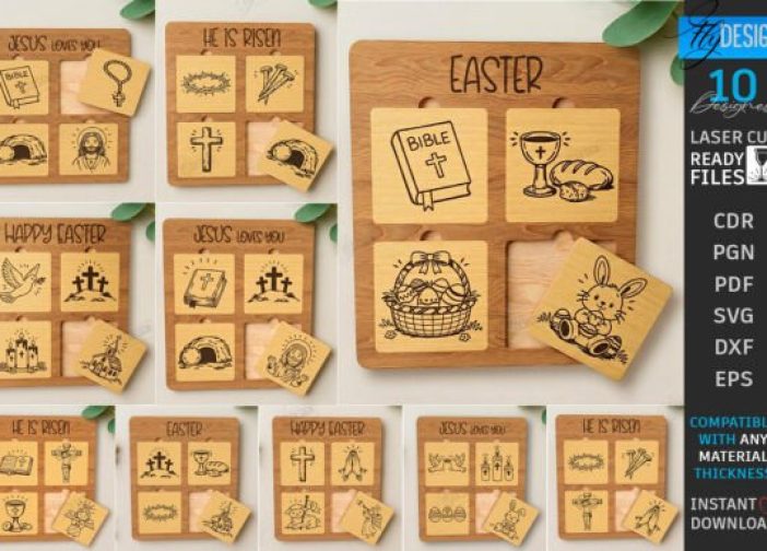 Paquete de corte láser de rompecabezas religioso de Pascua