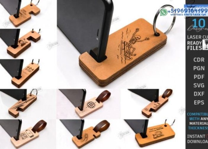 Paquete de corte láser de soporte de teléfono de madera SVG