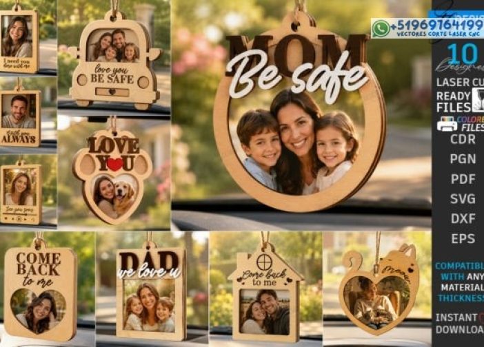 Paquete de corte láser para colgar fotos de coche CNC
