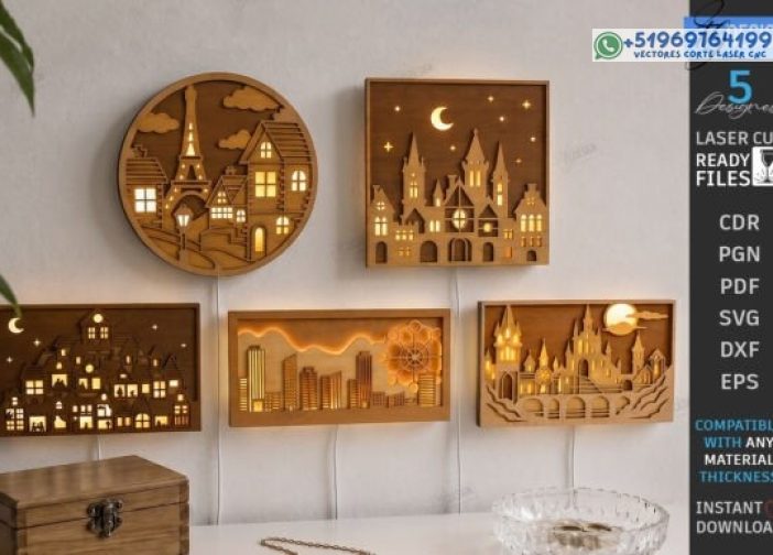 Paquete de corte láser para decoración de pared con luz nocturna