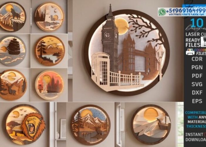 Paquete de corte láser para decoración de pared en capas 3D