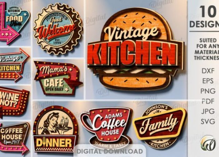 Paquete de cuadros decoración de pared retro para cocina