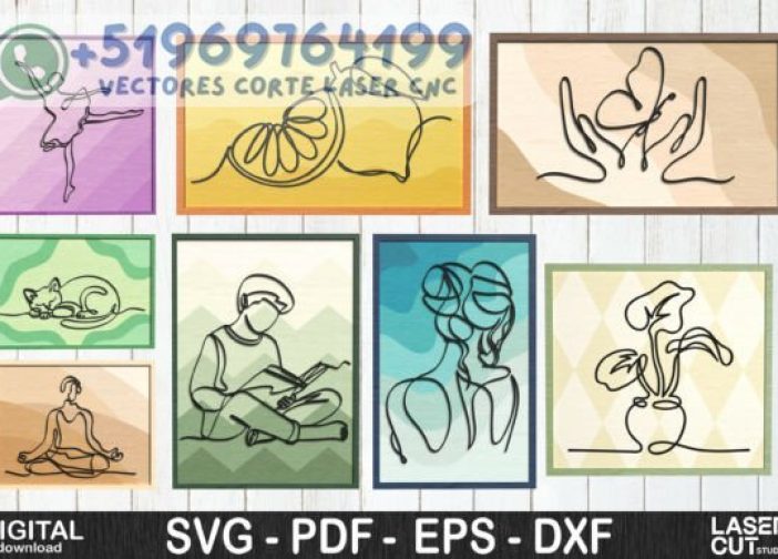 Paquete de cuadros en capas de arte lineal minimalista