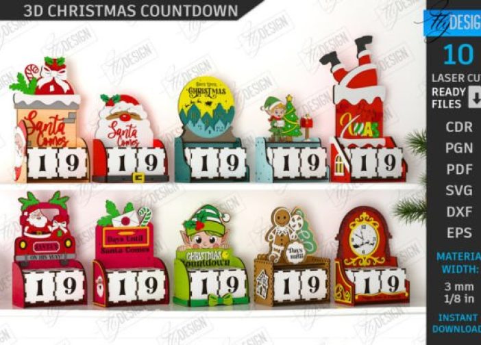 Paquete de cuenta regresiva navideña 3D