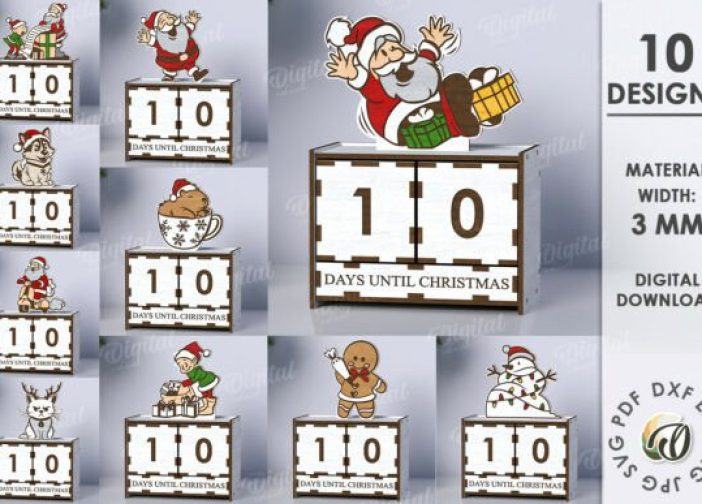 Paquete de cuentas regresivas navideñas en 3D