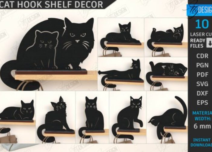 Paquete de decoración de estante con gancho para gatos