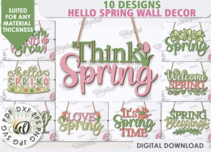 Paquete de decoración de pared Hola primavera