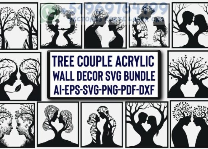 Paquete de decoración de pared acrílica Pareja de árboles