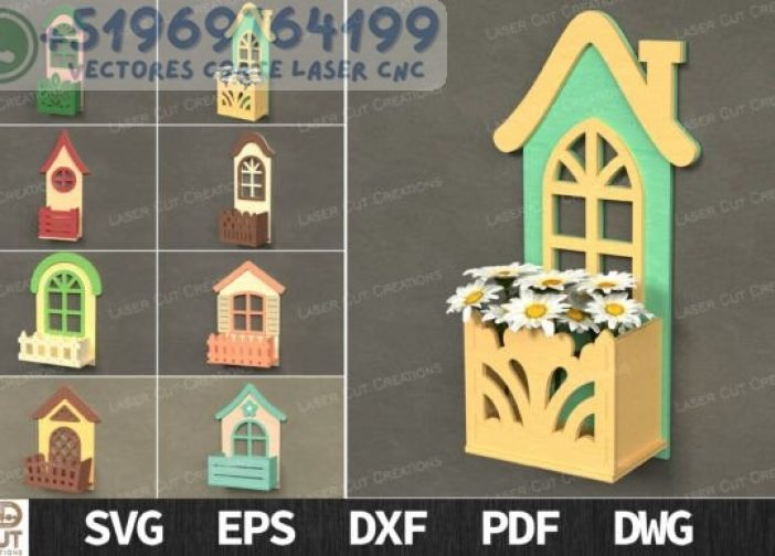 Paquete de decoración de pared con jardinera de ventana de cabaña