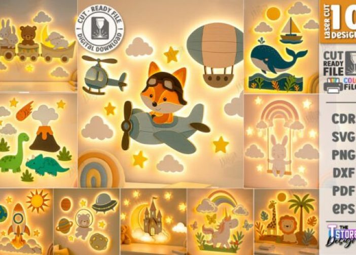 Paquete de decoración de pared luminosa para guardería