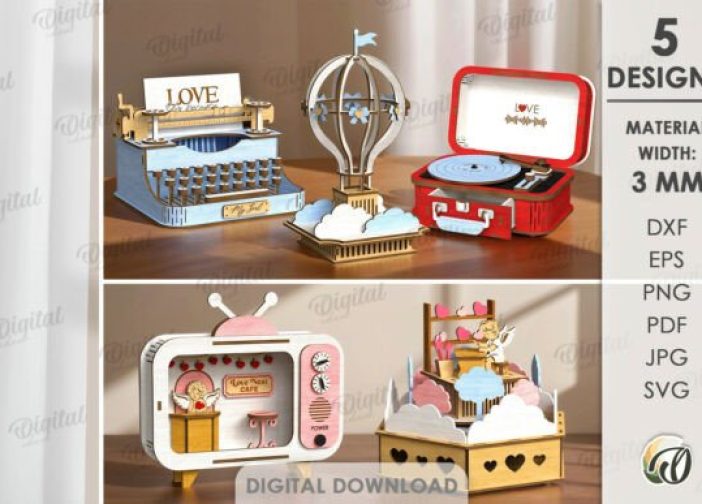 Paquete de decoraciones adornos 3D para San Valentín