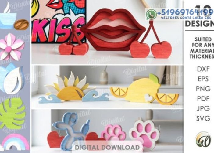 Paquete de decoraciones adornos con soportes Para mas Vectores Whatsapp 51969764199