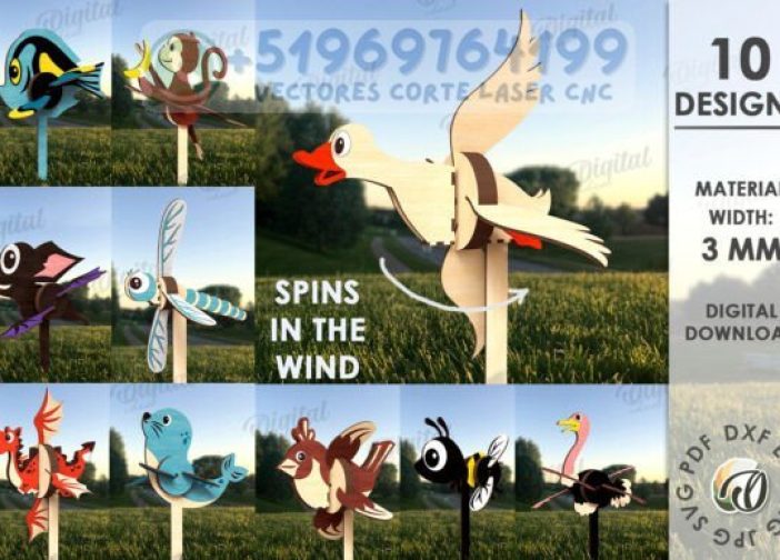 Paquete de decoraciones de jardín con molinos de viento