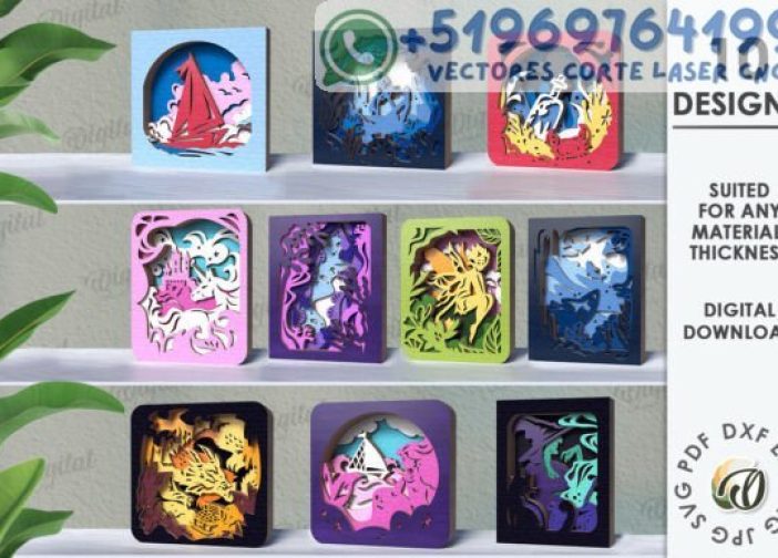 Paquete de decoraciones de madera multicapa