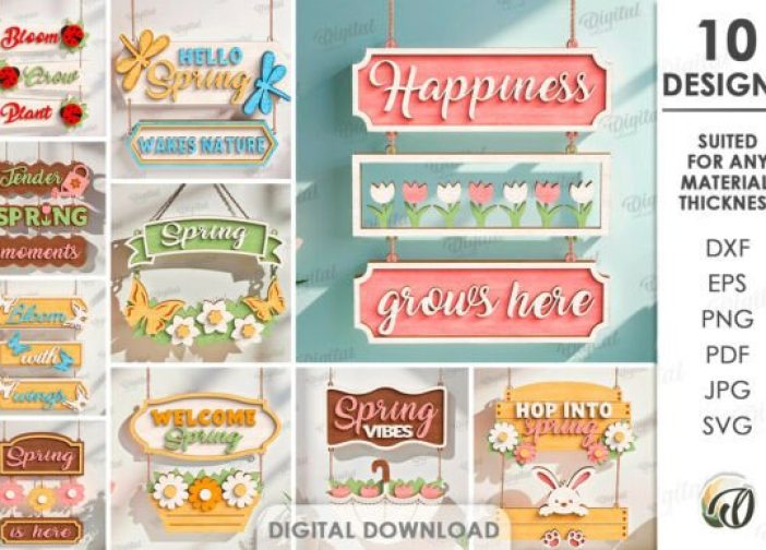 Paquete de decoraciones de pared Hola Primavera