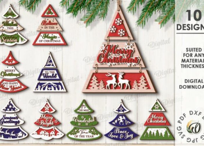 Paquete de decoraciones de pared de árboles de Navidad